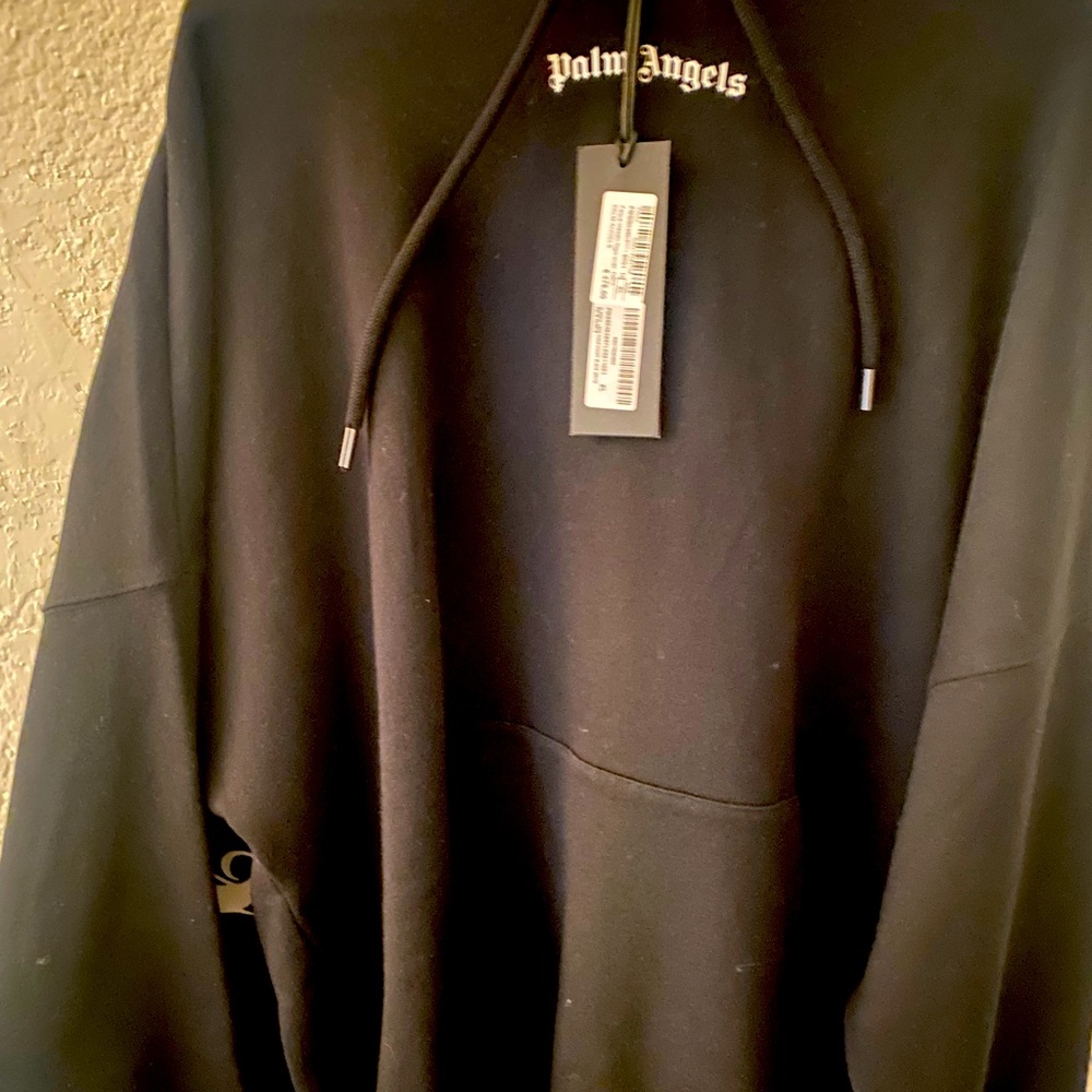 Palm Angels Black and White Hoodie .